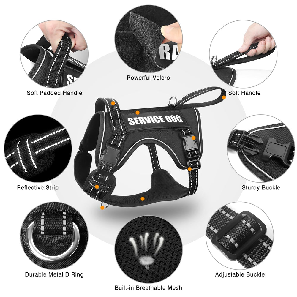 WINSEE Tactical Dog Harness side MOLLE panels with included message patches.