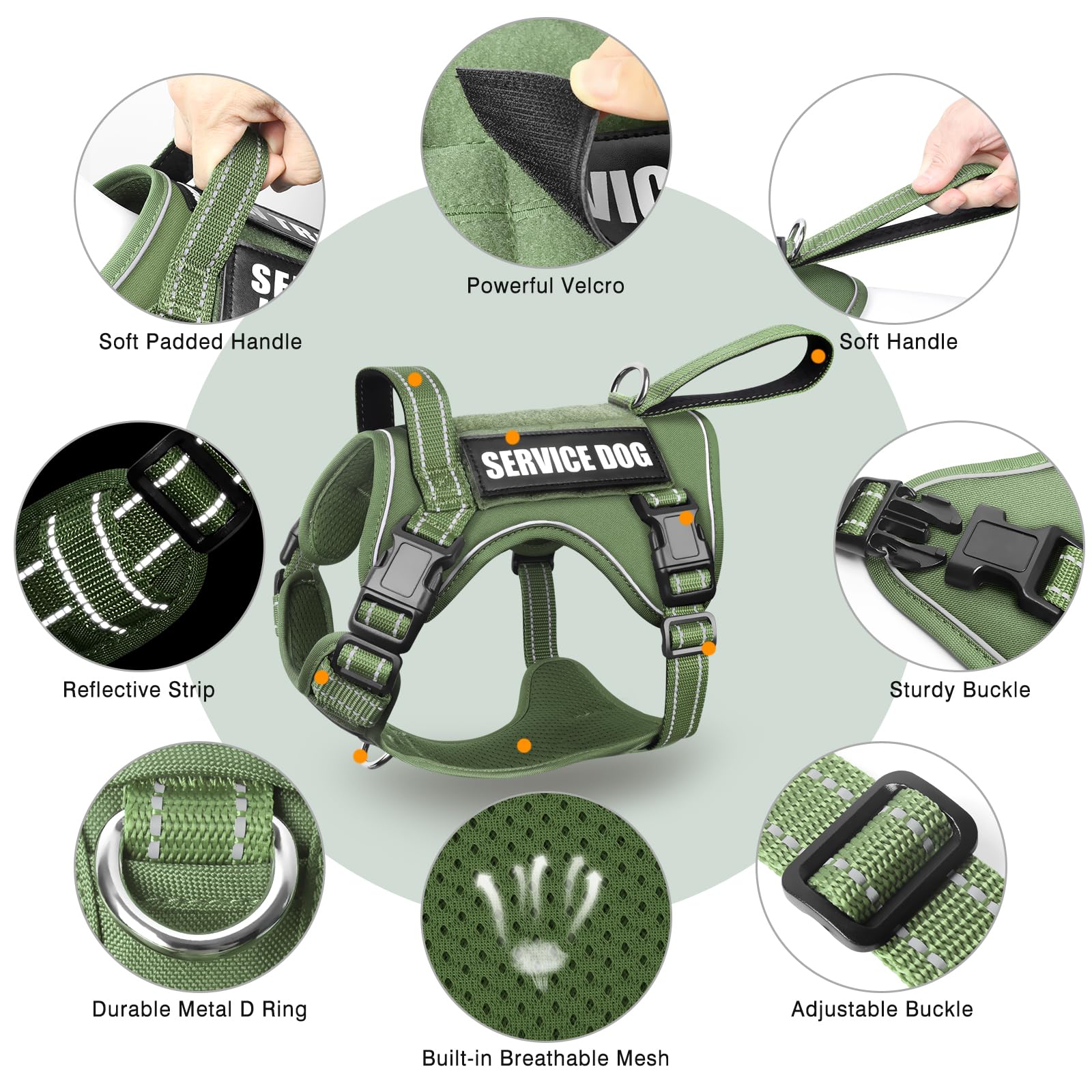 WINSEE Tactical Dog Harness detail showing its quick-release buckles.