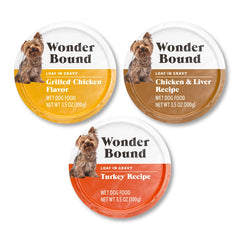 Wonder Bound small breed wet dog food featuring the Grilled Chicken Flavor recipe.