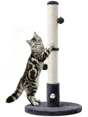 Woochpet cat scratching post shown from the front in grey.