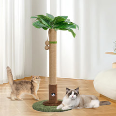 Woochpet Cat Scratching Post shown in full with its tropical tree design.