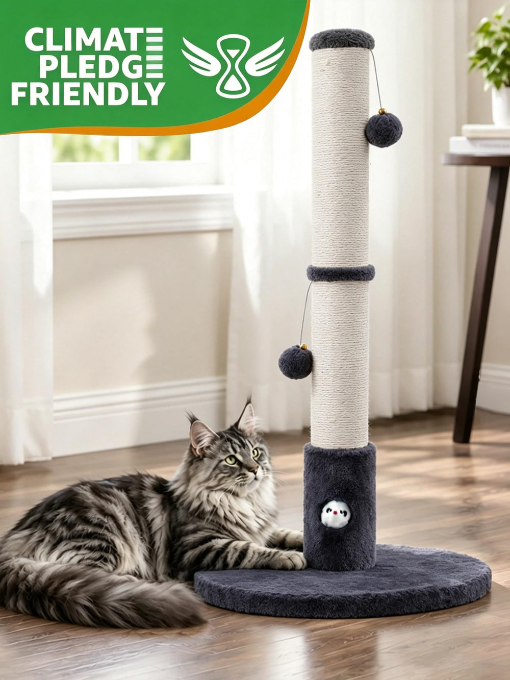 Woochpet cat scratching post close-up showing its sisal scratching surface.