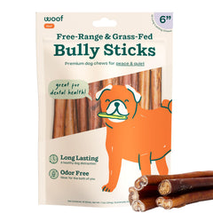 WOOF Bully Sticks shown from the front as a dog chew treat.