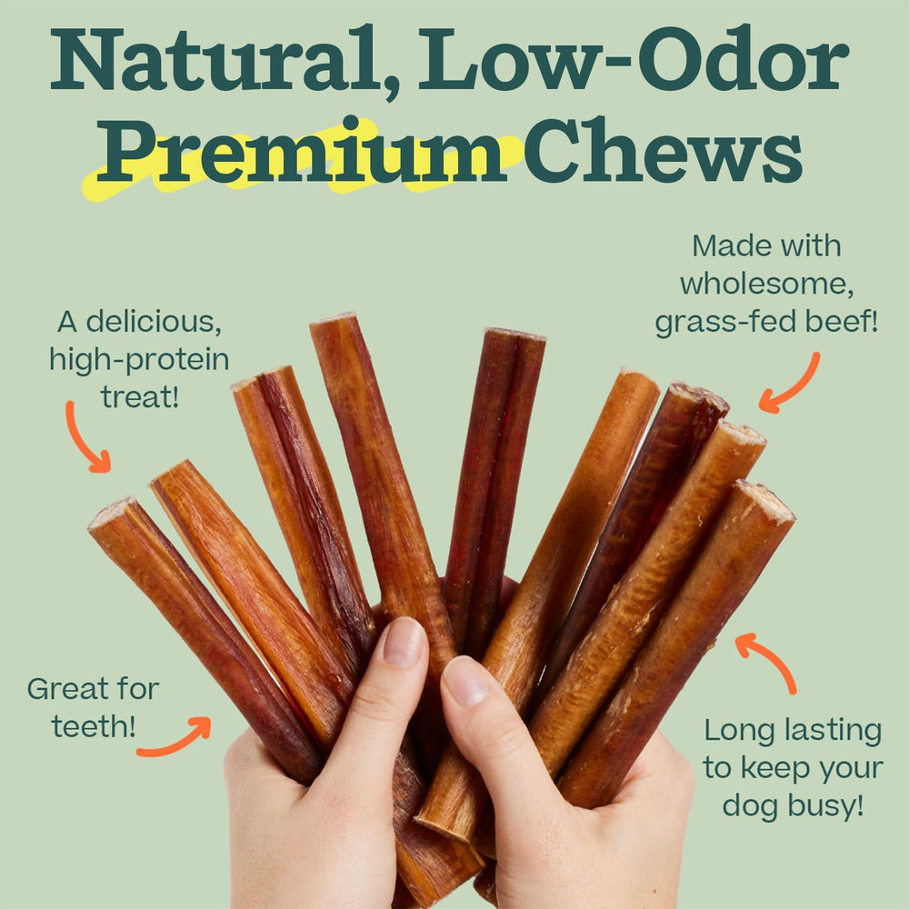 WOOF Bully Sticks shown from an alternate side angle.