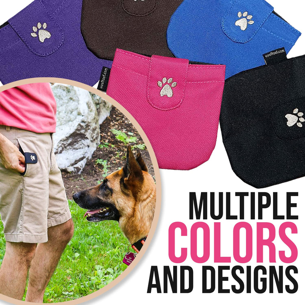 Woofhoof dog treat pouch showing its durable nylon outer shell.