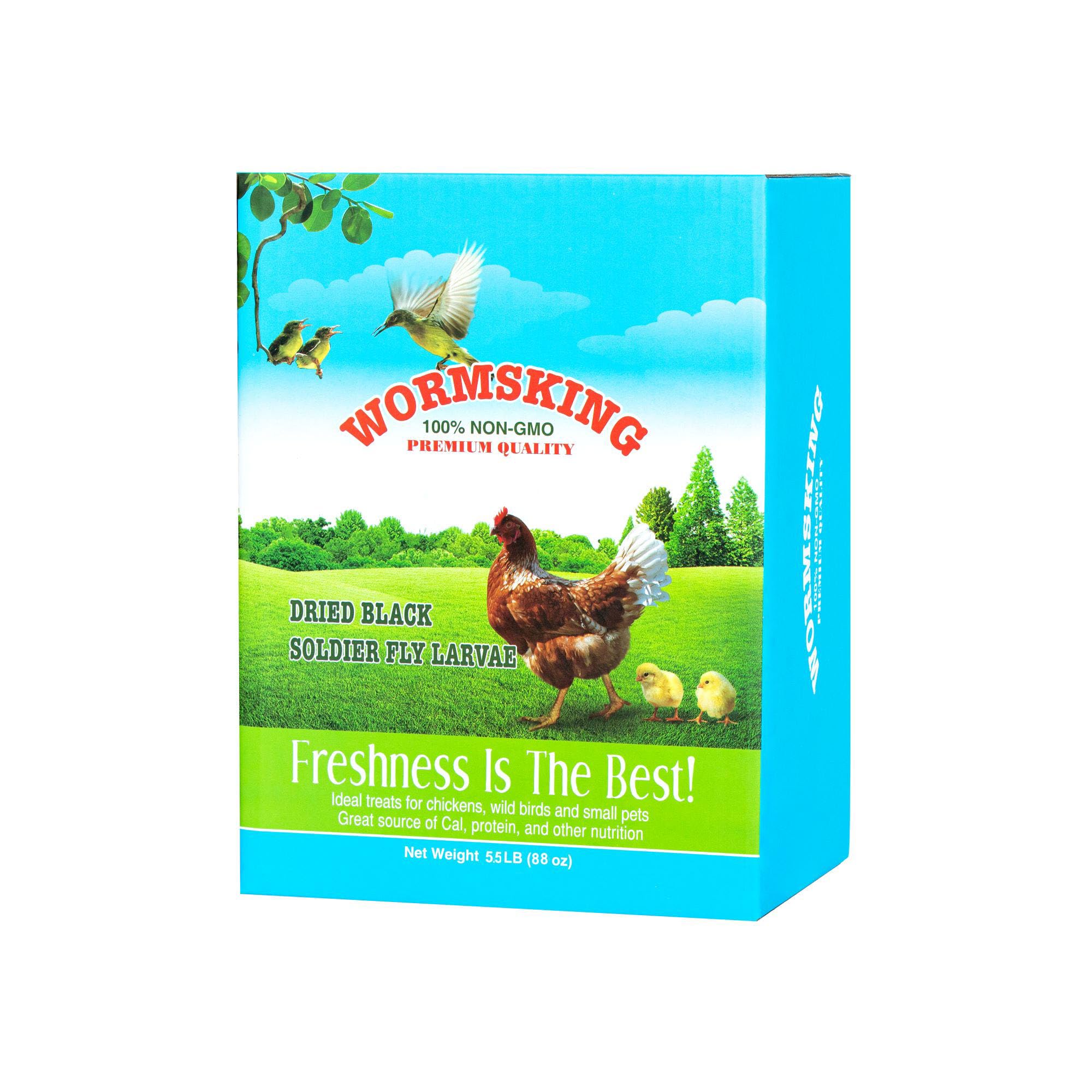 WORMSKING dried black soldier fly larvae shown as the main product.