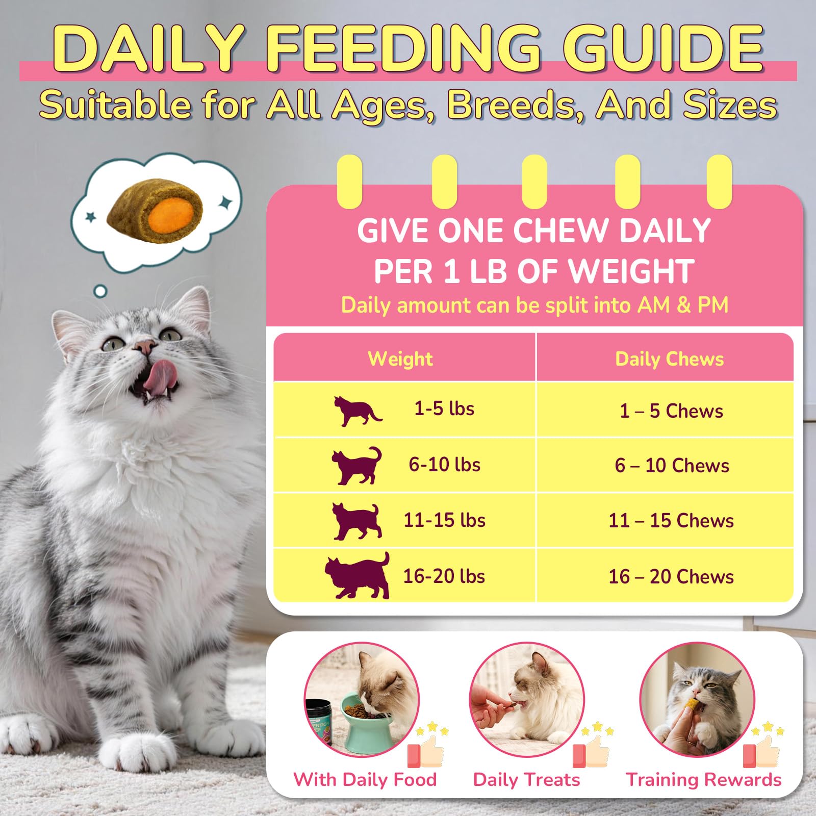 Woyamay cat flea and itch relief chews featuring quercetin, salmon oil, and flaxseed powder.