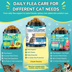Woyamay cat flea and tick chews shown as a 200-chew can.