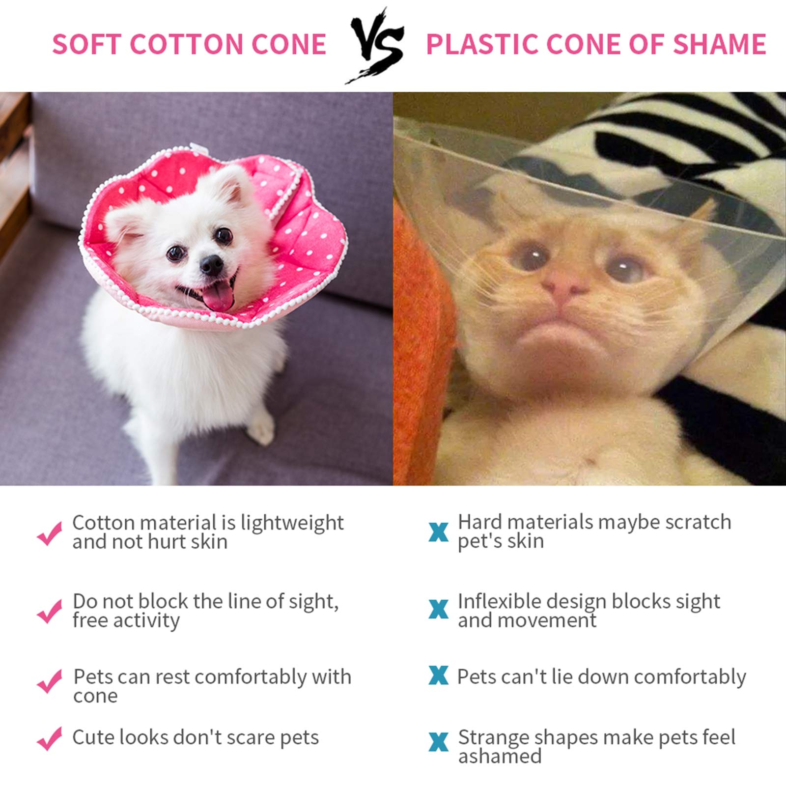 WZ PET recovery cone showing its soft cotton fabric.
