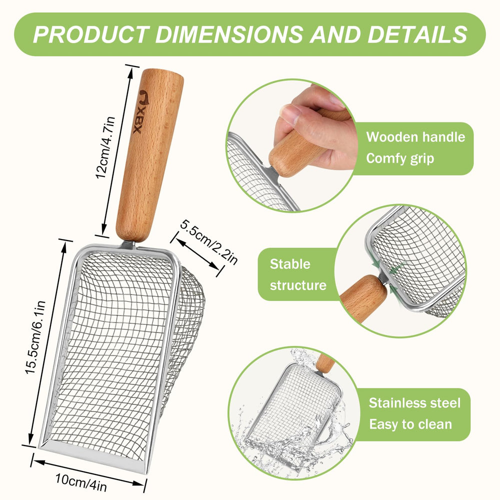 XBX cat litter scoop being used to sift cat litter.