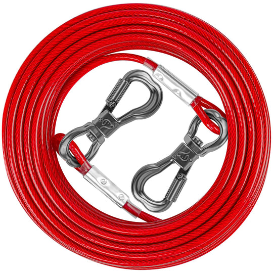 XiaZ Dog Tie Out Cable shown in a front view with its red cable.