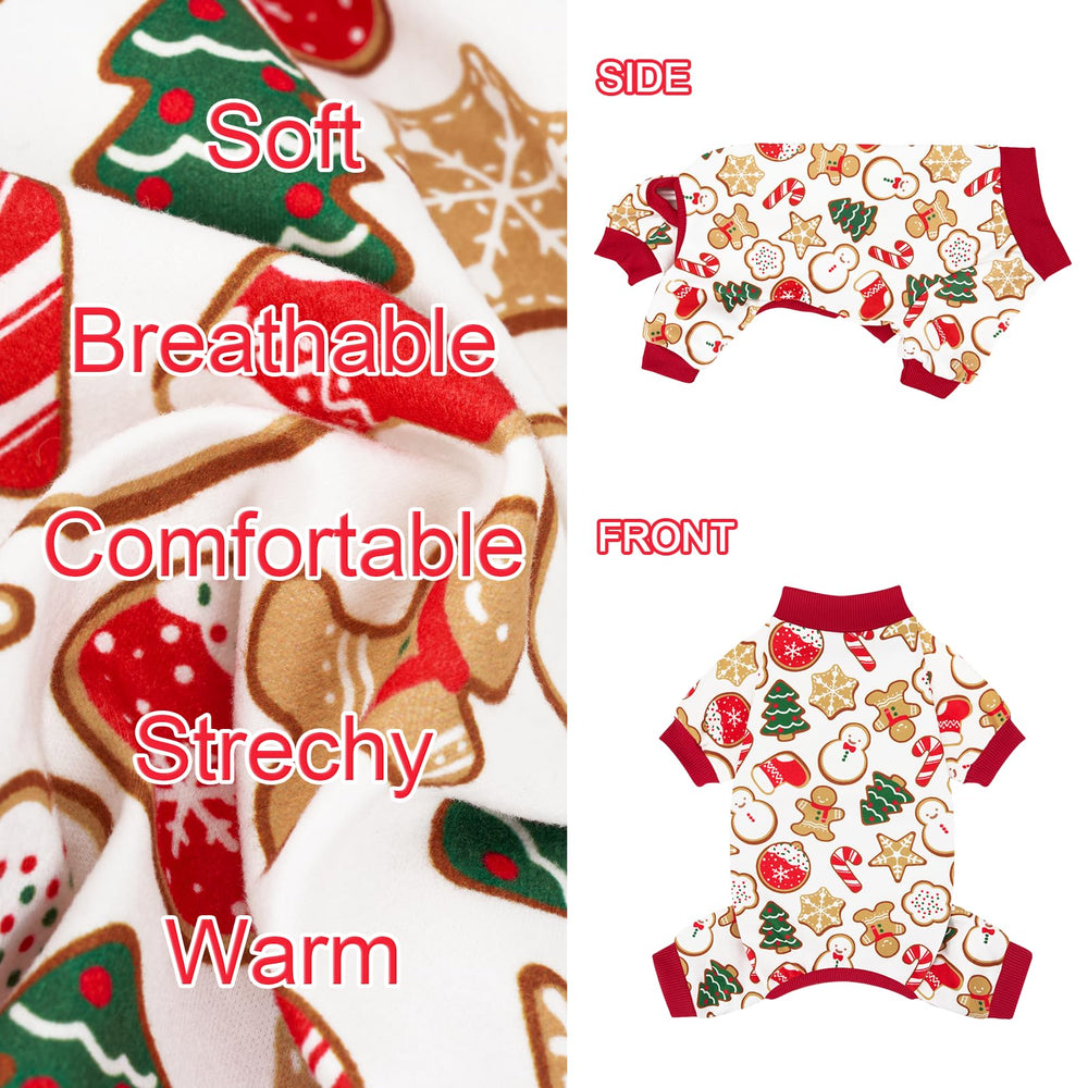 XPUDAC Christmas dog pajamas showing the three color options.