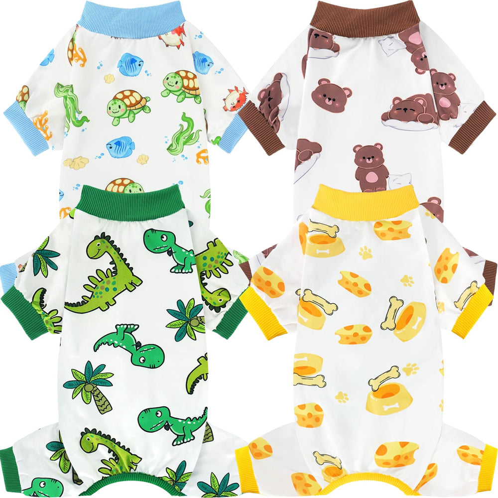 XPUDAC dog pajamas shown from the front as a four-legged pet jumpsuit.