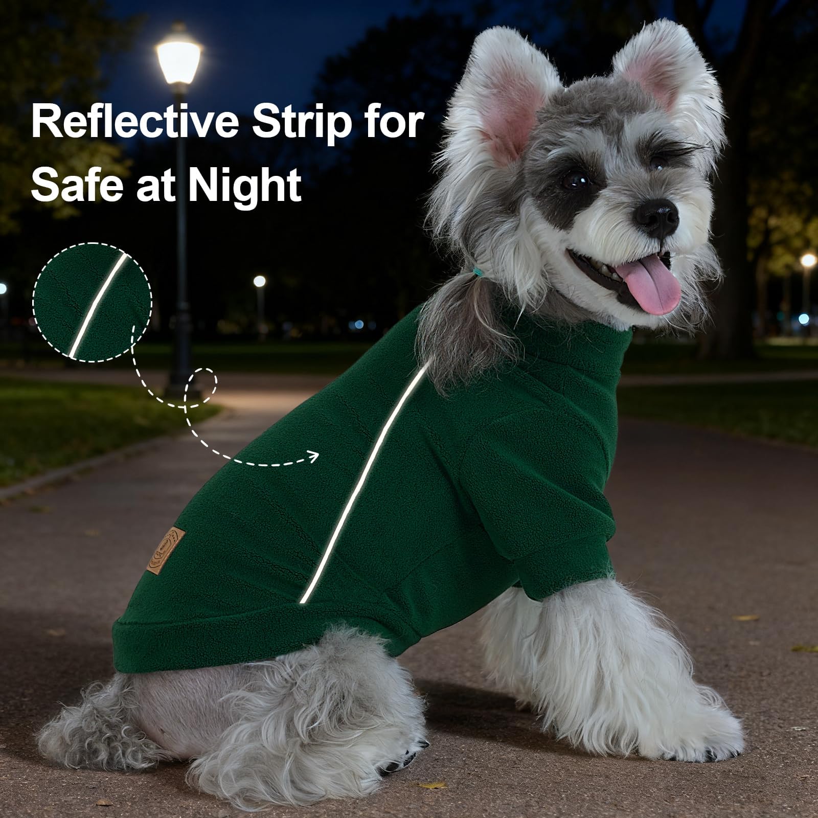 XPUDAC dog sweater shown being worn by a small dog.