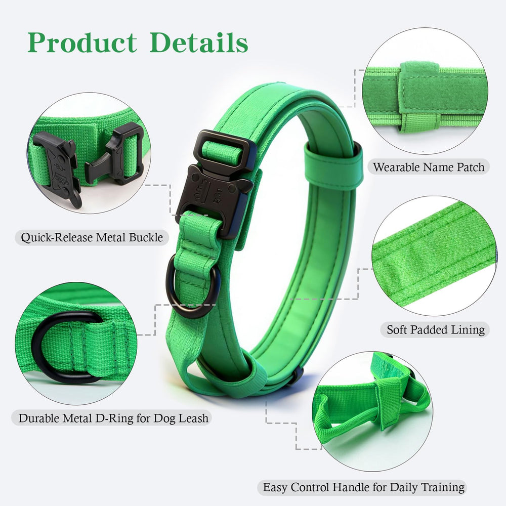 Xqpetlihai Tactical Dog Collar detail highlighting the integrated control handle.
