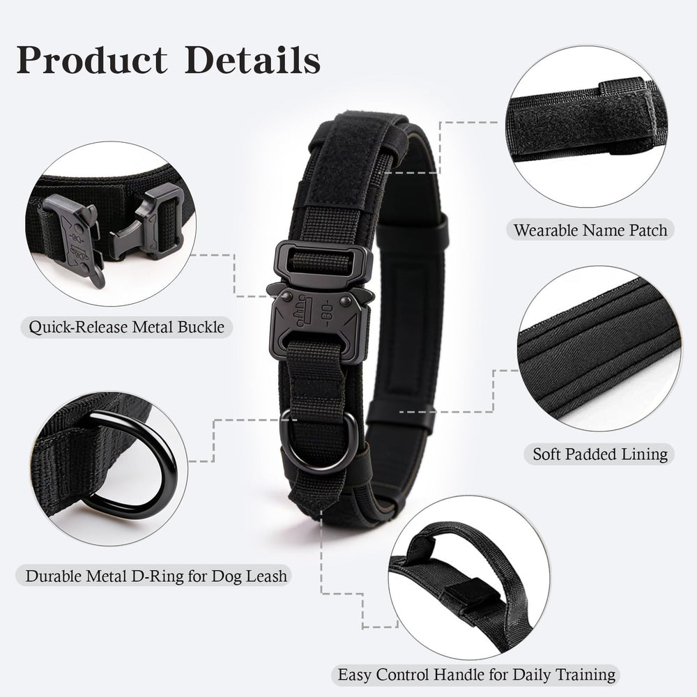 Xqpetlihai tactical dog collar detail showing the padded lining.