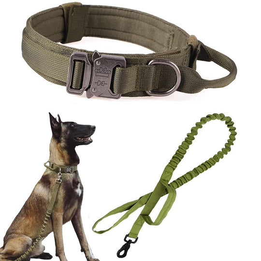 Xqpetlihai tactical dog collar and leash set shown from the front.