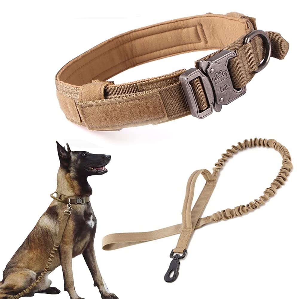 Xqpetlihai Tactical Dog Collar and Leash Set shown from the front.