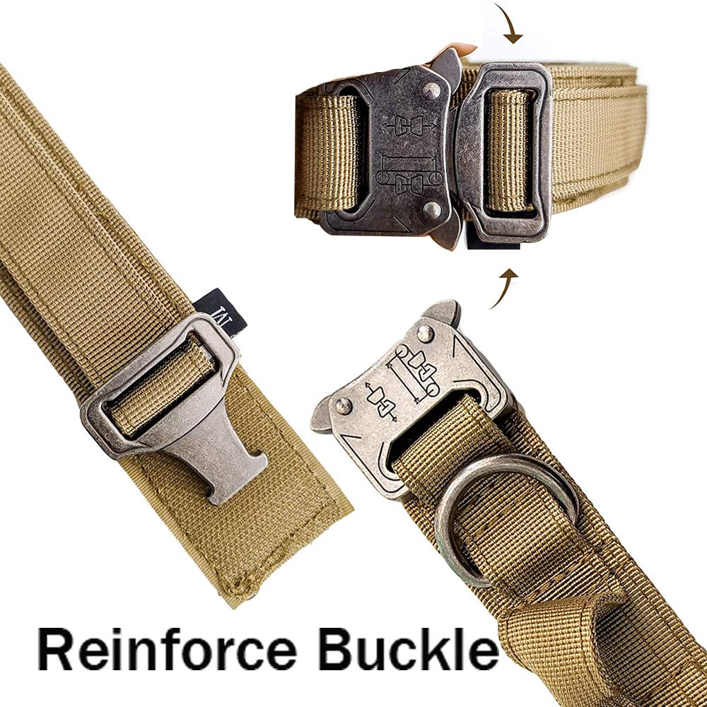Xqpetlihai Tactical Dog Collar and Leash Set showing the quick-release button.