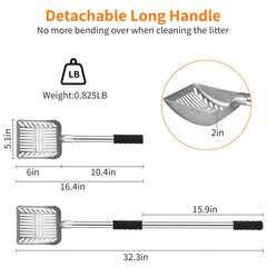 Yangbaga cat litter scoop displayed with its extended handle.