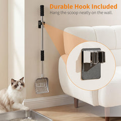 Yangbaga metal cat litter scoop shown with the handle detached for storage.