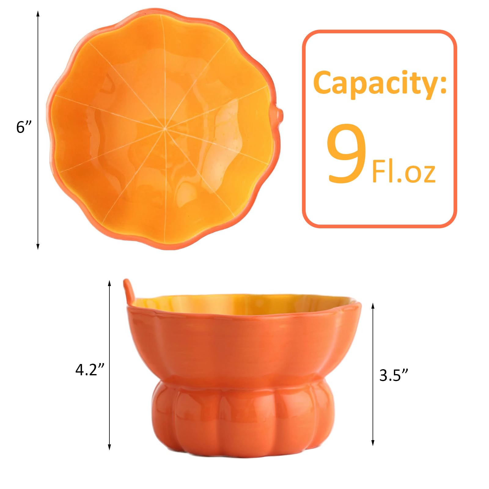 Yeexoxow raised ceramic cat bowl shown from the side to show its elevated shape.