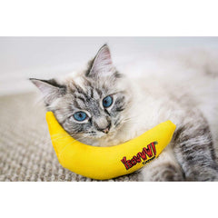 Yeowww! Banana catnip toy shown at a side angle.