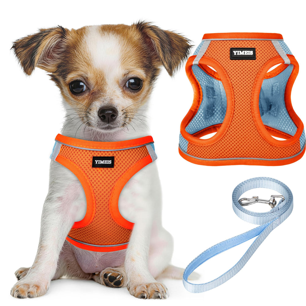 YIMEIS dog harness shown from the front as a small reflective mesh vest.