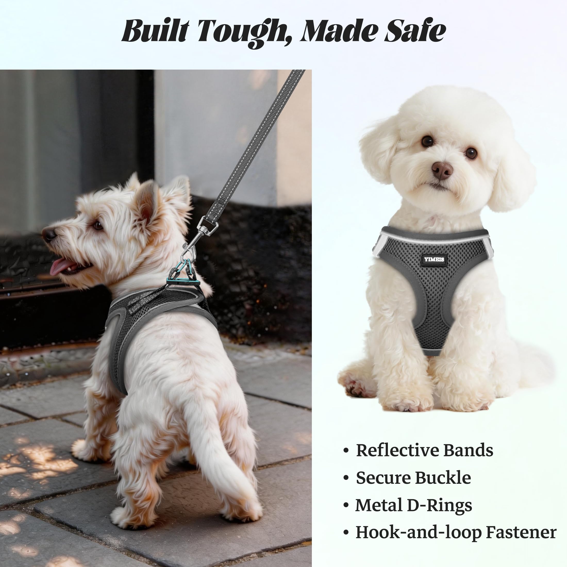 YIMEIS dog harness shown in use with its step-in vest design.