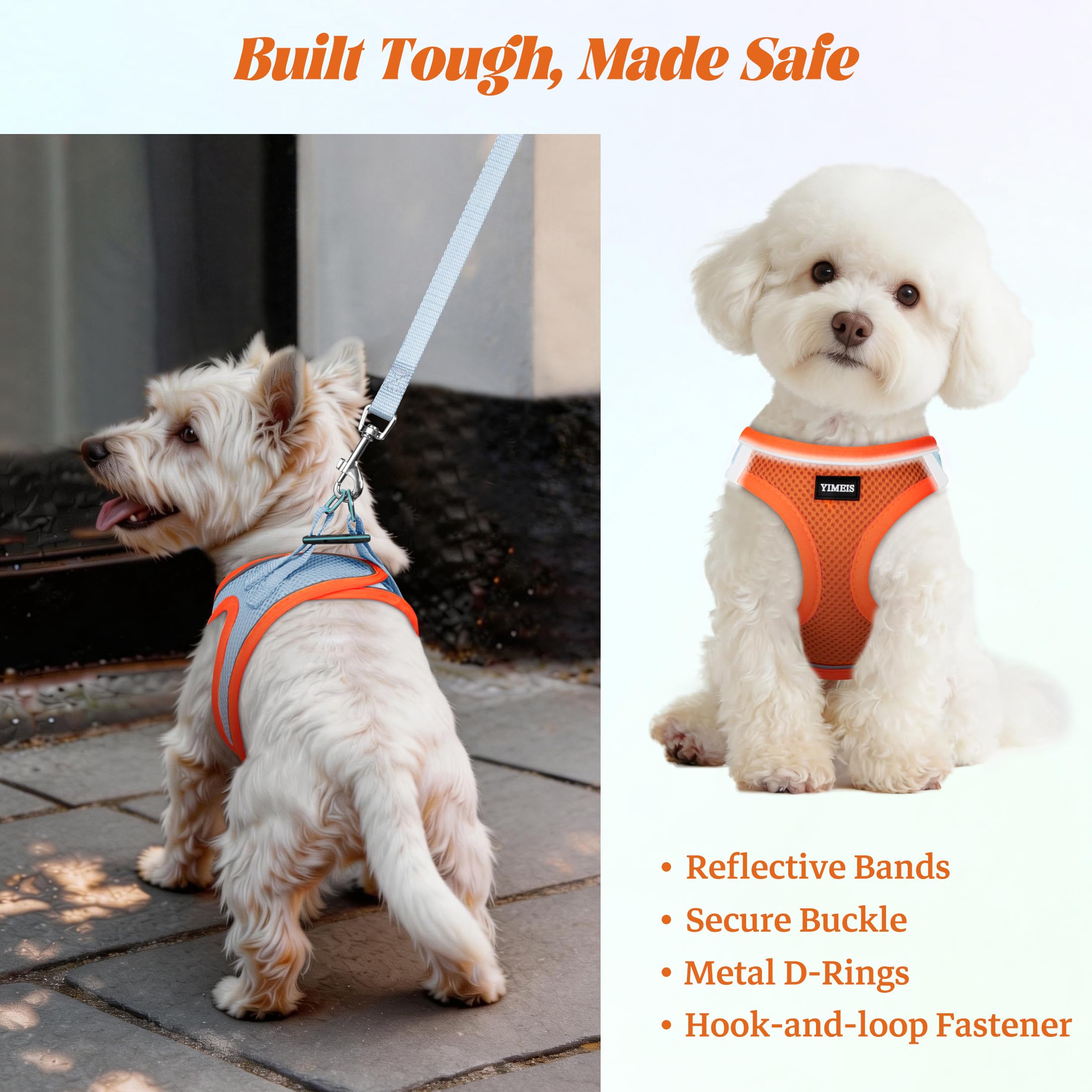 YIMEIS dog harness shown being put on with its step-in design.