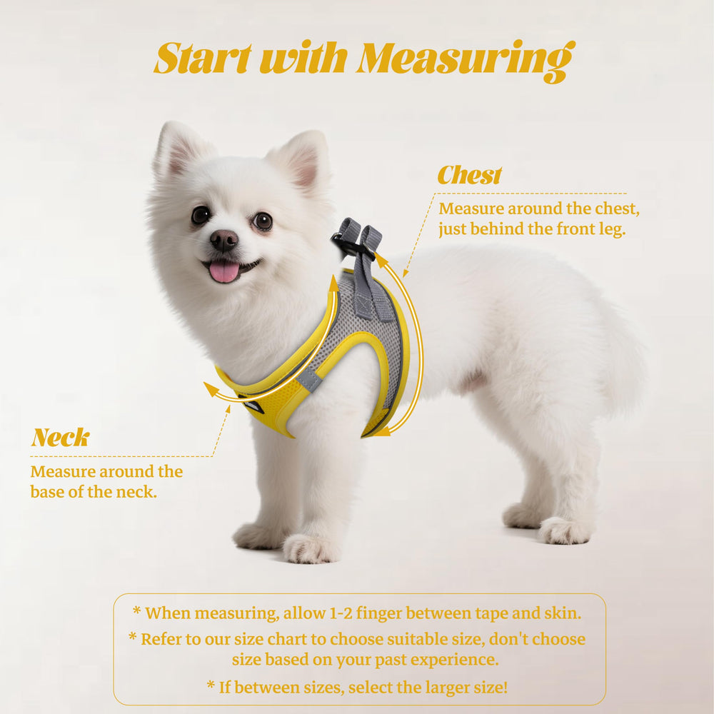 YIMEIS small dog harness close-up showing its porous air-mesh fabric.