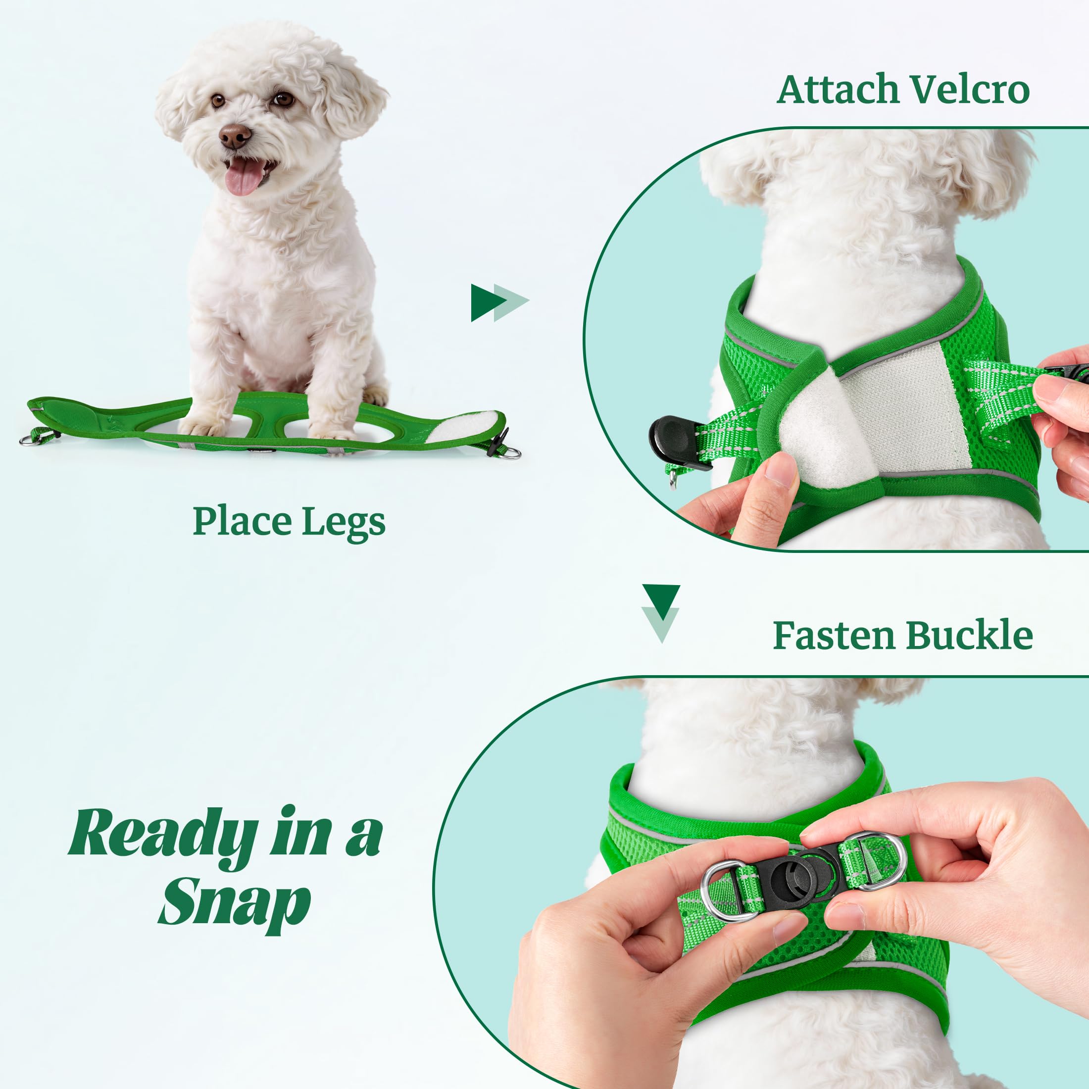 YIMEIS dog harness close-up showing its reflective strips.