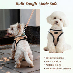 YIMEIS step-in dog harness shown being fitted on a small dog.