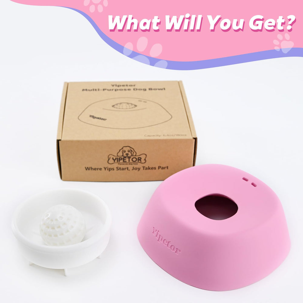 Yipetor Dog Lick Bowl shown as a dishwasher-safe feeding option.