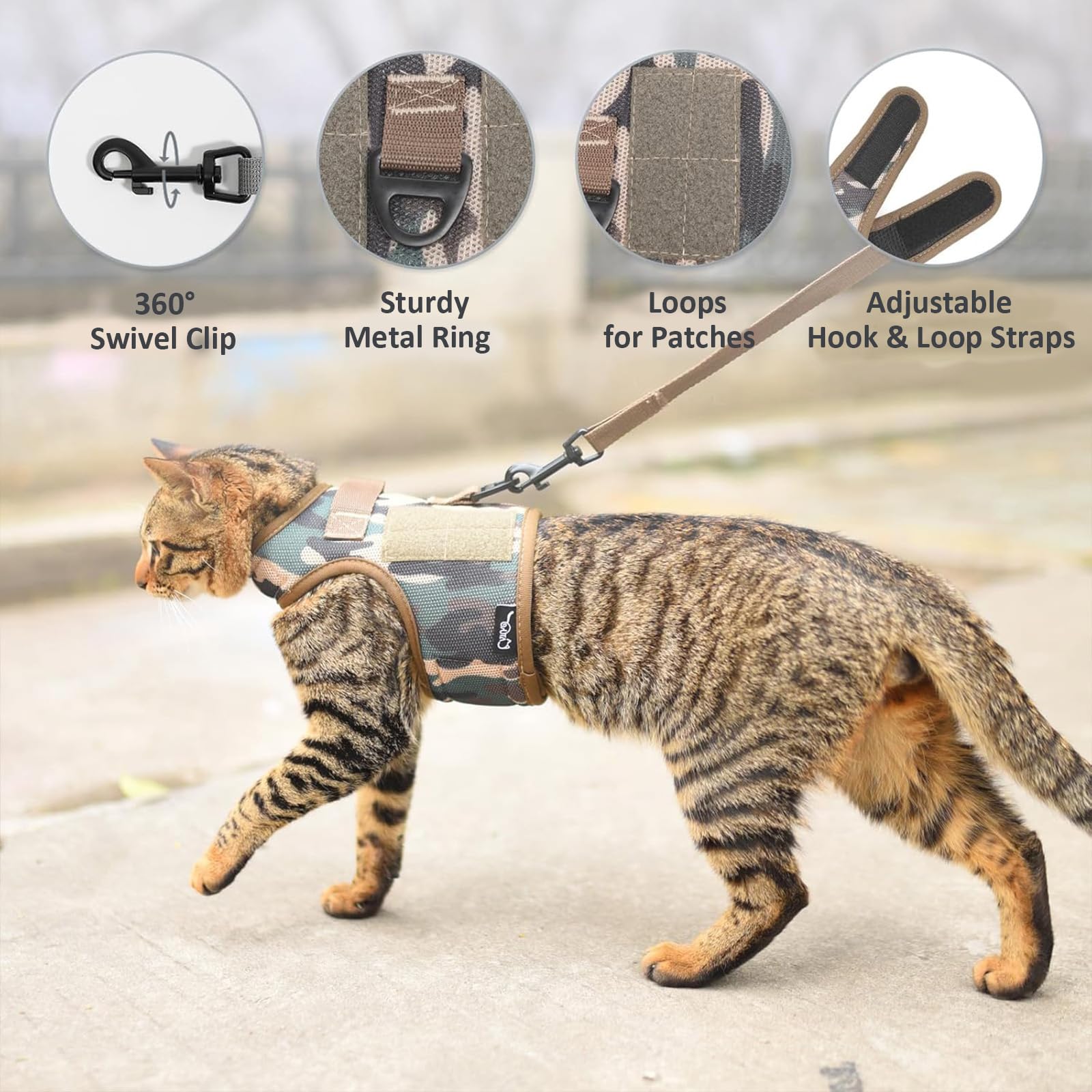 YIZHI MIAOW cat harness and leash shown together as a set.