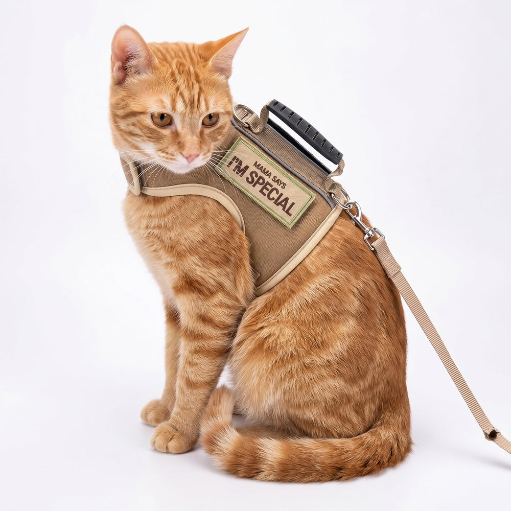 YIZHI MIAOW cat harness and leash set shown from the back.