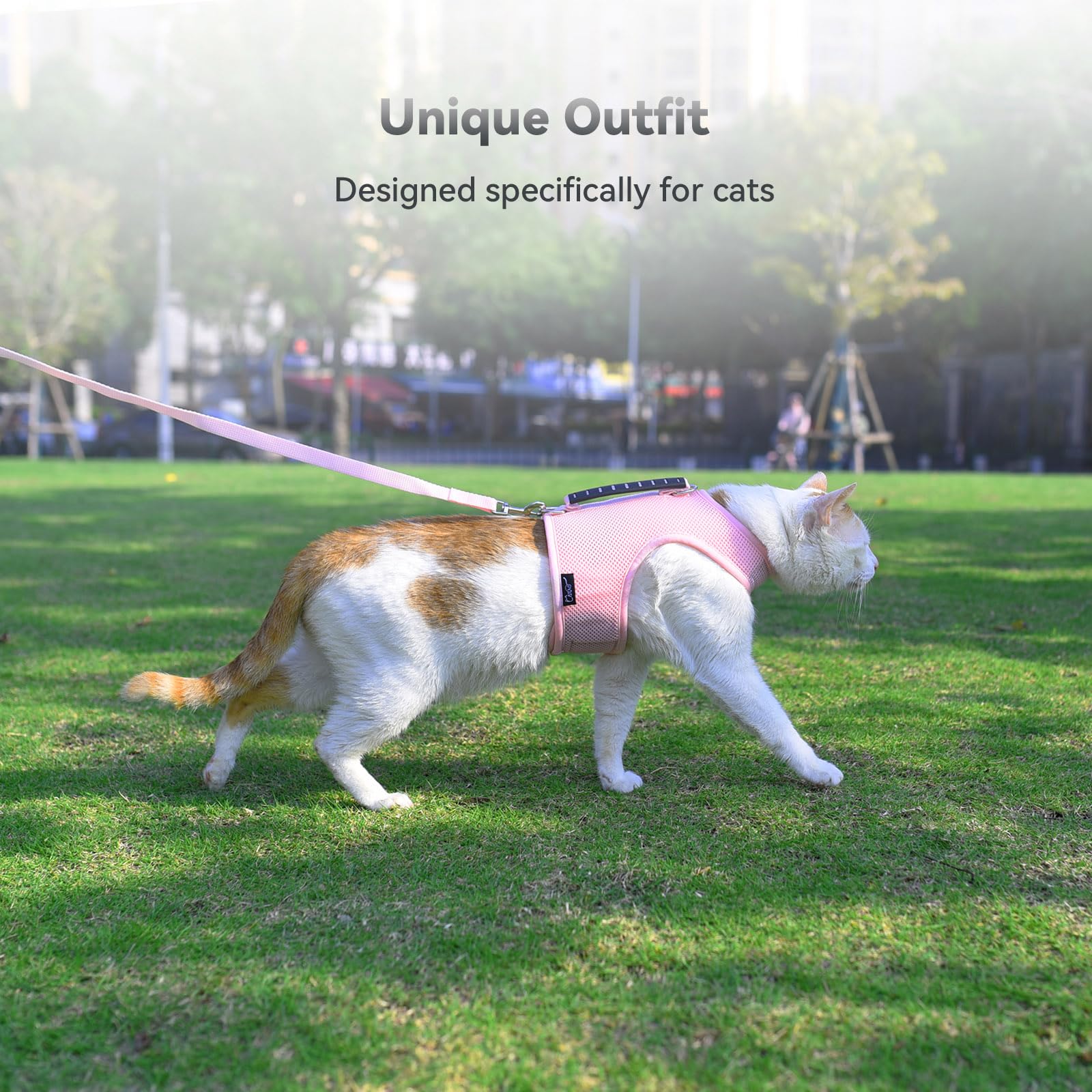 YIZHI MIAOW cat harness and leash set close-up showing its hook-and-loop fastener.