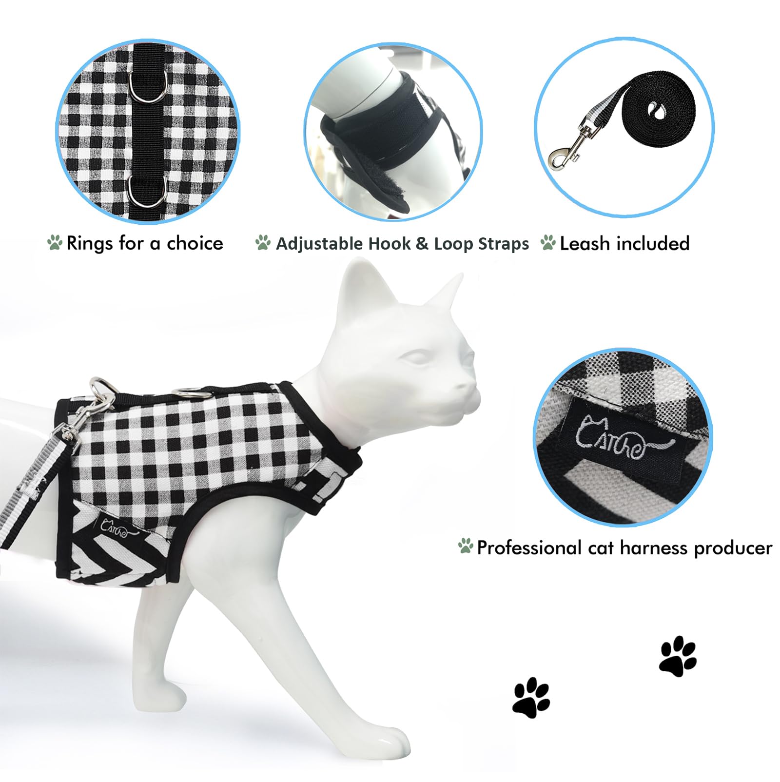 YIZHI MIAOW cat harness close-up highlighting the padded construction.