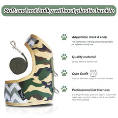 YIZHI MIAOW cat harness close-up highlighting its padded vest construction.