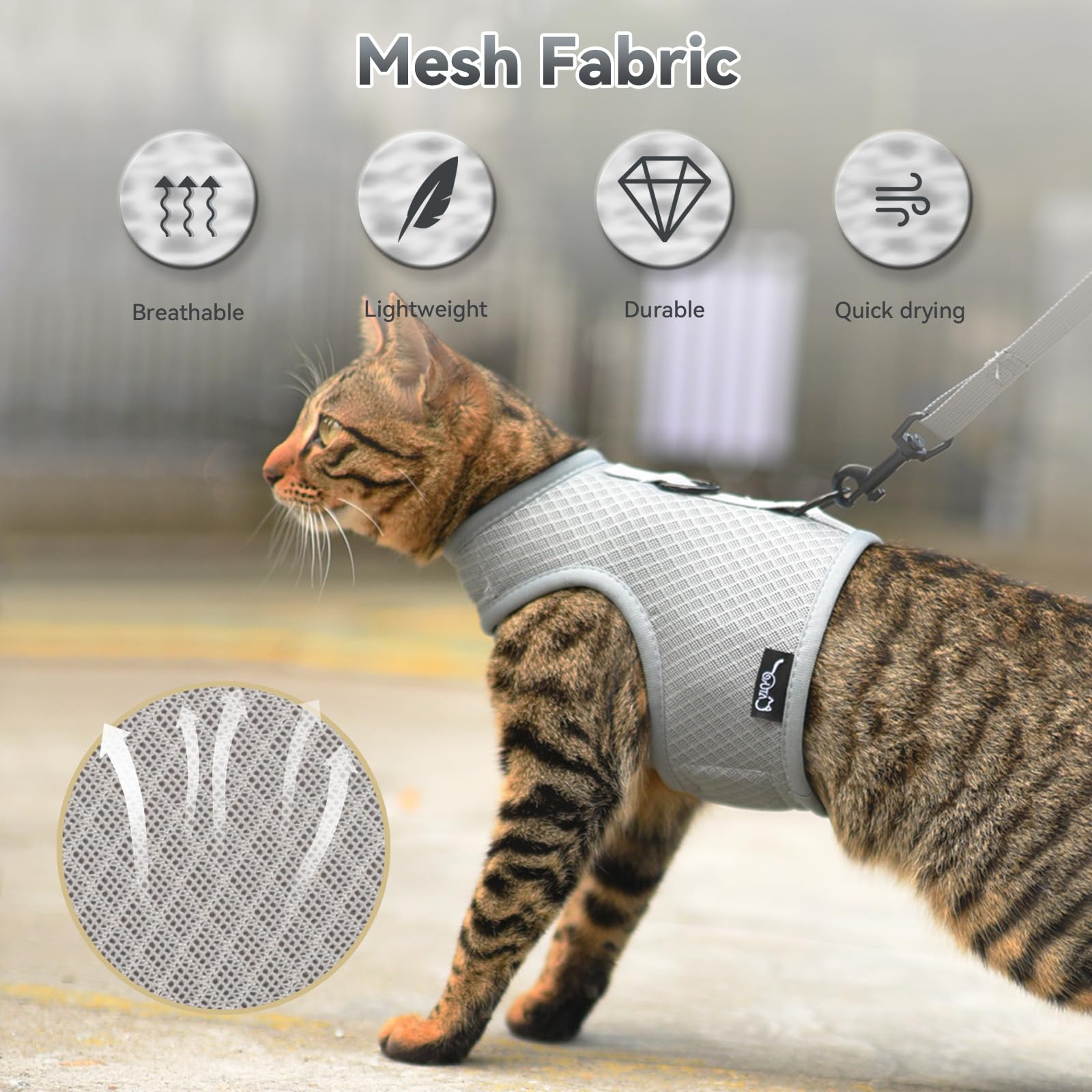 YIZHI MIAOW cat harness detail showing its wider straps.