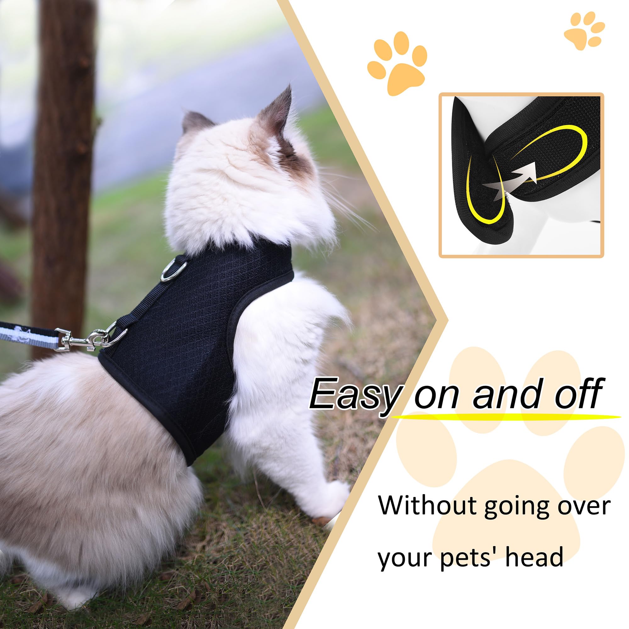 YIZHI MIAOW cat harness detail showing the chest-belly strap area.