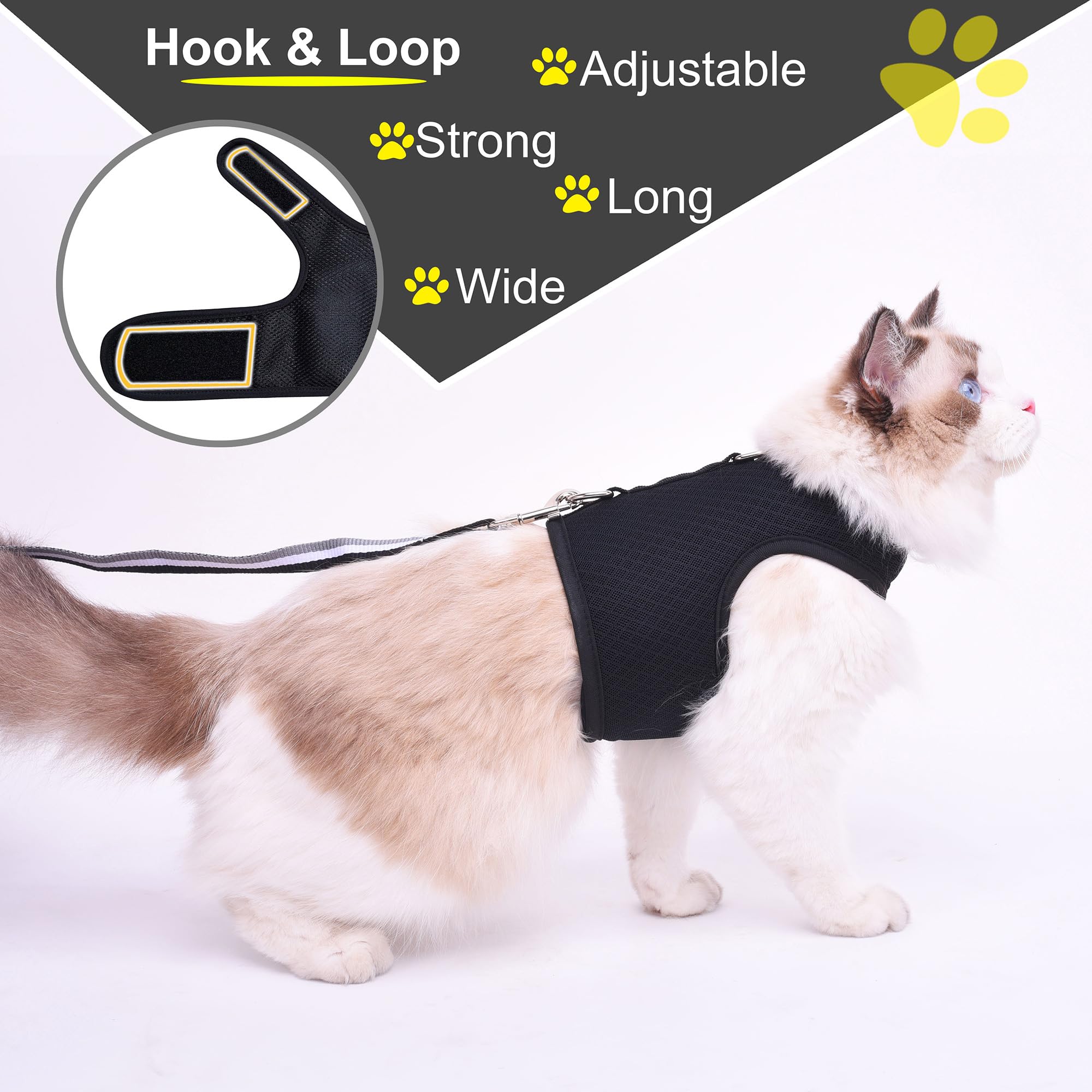 YIZHI MIAOW cat harness detail showing the wider neck straps.