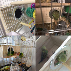 YJJKJ parakeet nest box with its small attached perch.