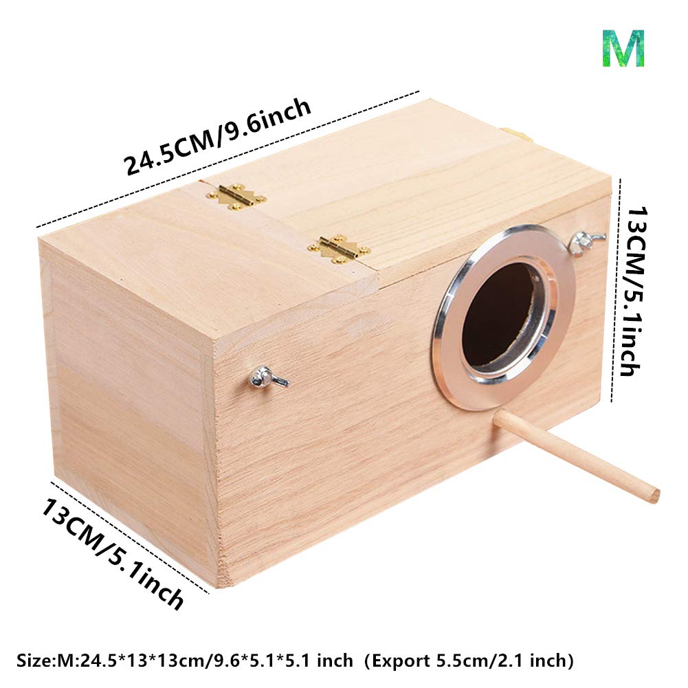 YJJKJ parakeet nest box interior shown through the entrance.