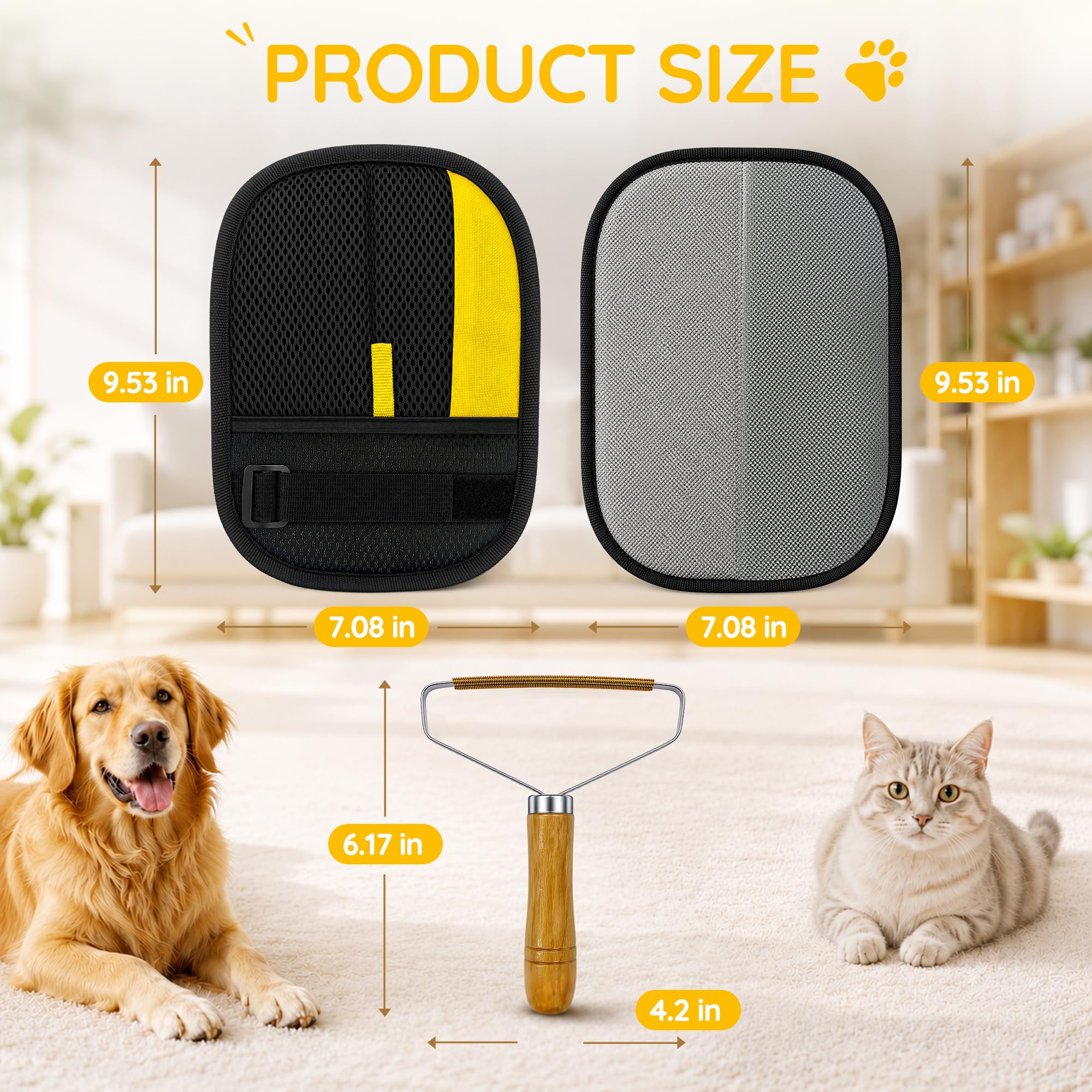 Yochaqute Pet Hair Removal Glove removing pet hair from clothing.
