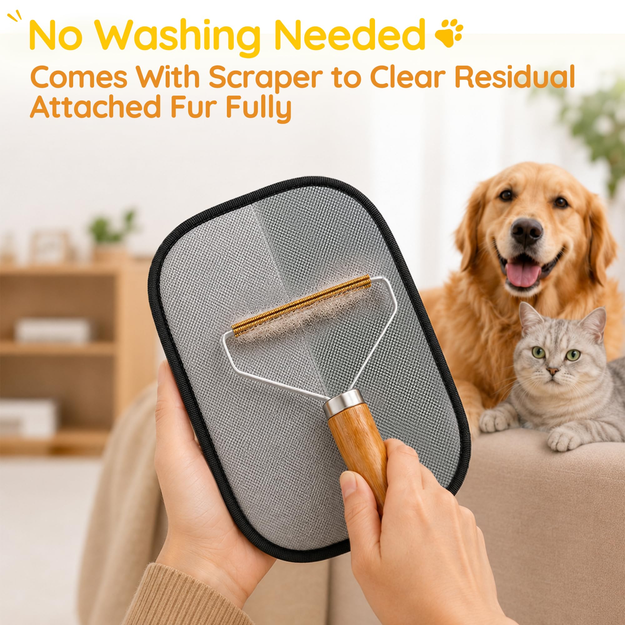 Yochaqute Pet Hair Removal Glove set featuring the copper brush head scraper.
