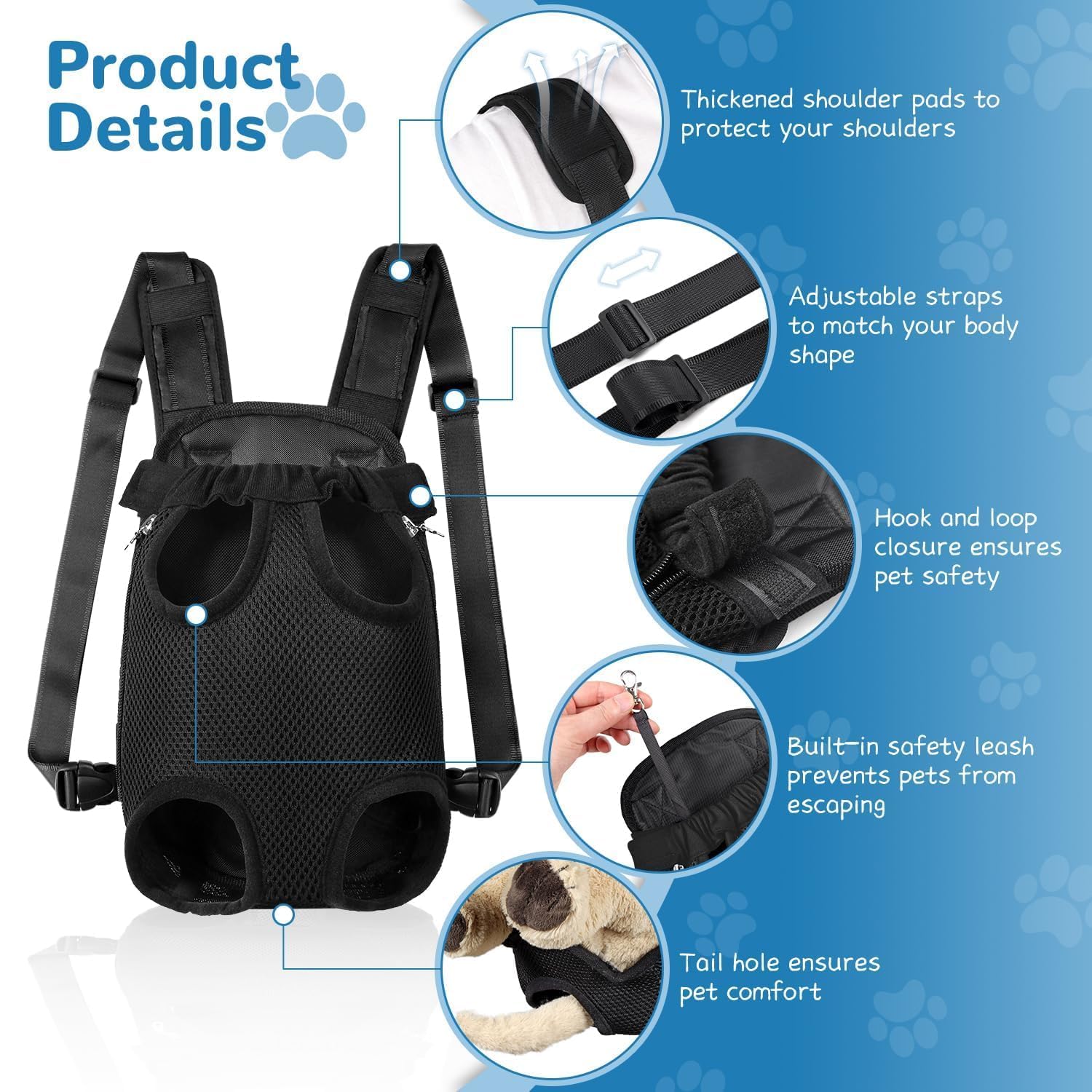 YUDODO pet carrier backpack breathable mesh close-up.
