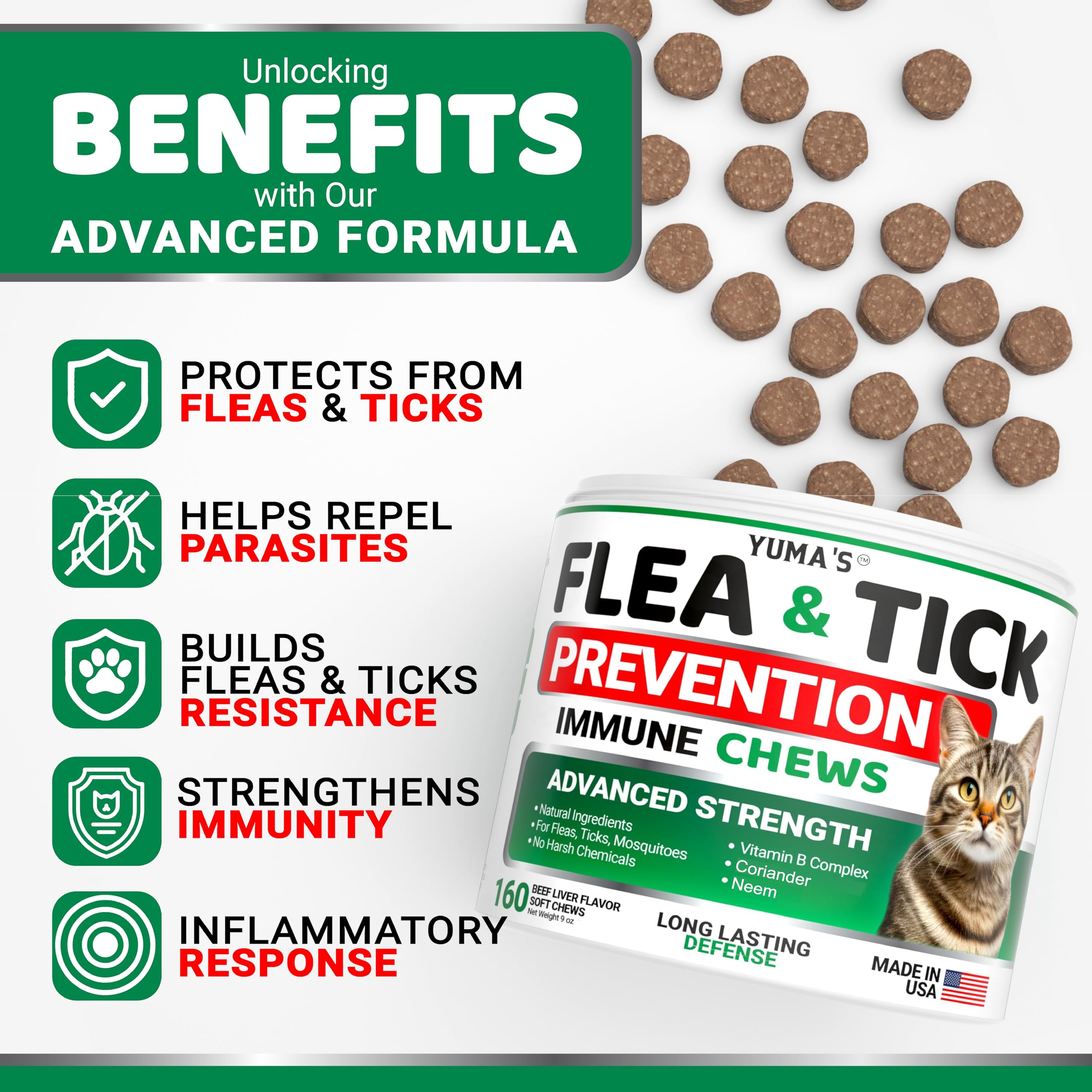 YUMA'S cat flea and tick chews shown from an alternate angle.