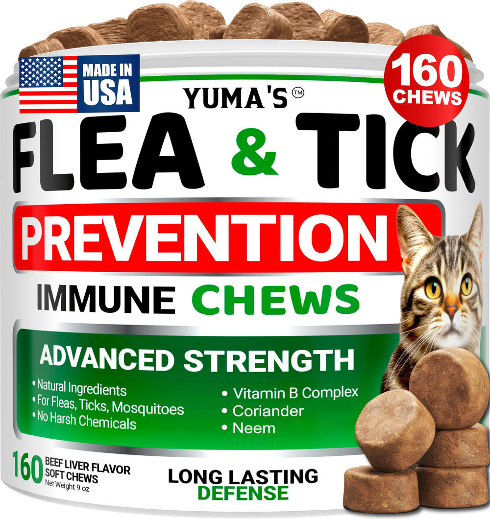 YUMA'S cat flea and tick chews shown from the front.