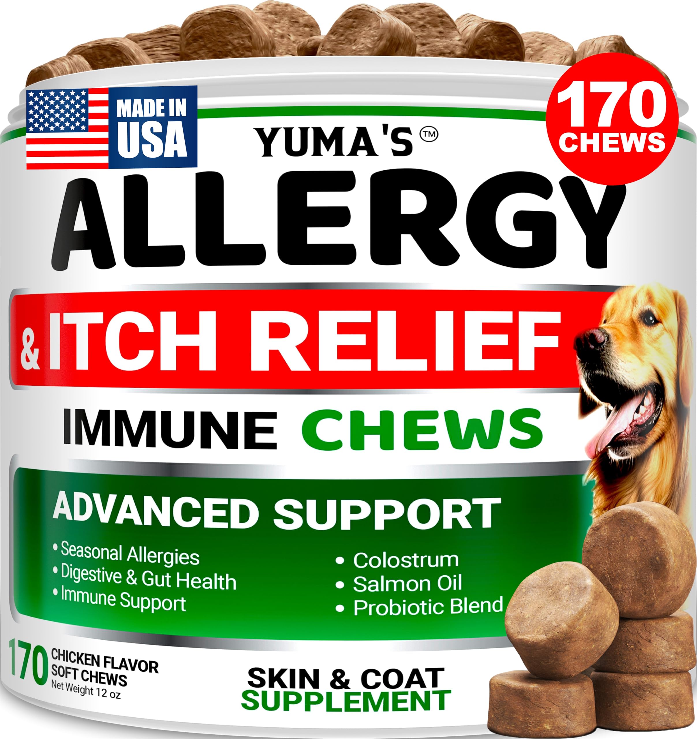 YUMA'S Dog Allergy Relief Chews package shown from the front.